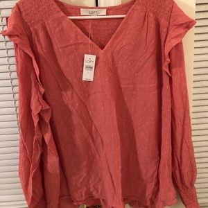 NWT Loft XL Pink Flutter Top